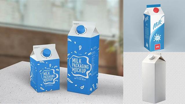 8007+ 500ml Milk Carton Box PSD Mockup Customizable PSD Templates