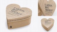 8007+ Heart Shaped Kraft Box PSD Mockup Half Side View High-Angle Shot Advanced Photoshop Template