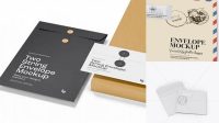 8008+ Two Paper Envelopes PSD Mockup High-Angle Shot Modern Photoshop Resource