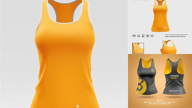 8010+ Women's Tank Top PSD Mockup Halfside View High-Quality Digital Mockup Resource