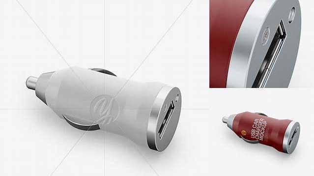 8012+ Matte USB Car Charger PSD Mockup Half Side View PSD Free Download