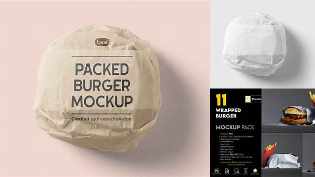 8012+ Wrapped Burger Mockup Easy Editable