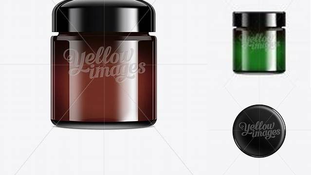 8013+ Dark Brown Glass Jar With Plastic Lid 100ml Fully Customizable Photoshop Freebie