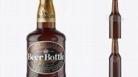 8018+ 330ml Amber Glass Bottle with Lager Beer PSD Mockup Download Professional PSD