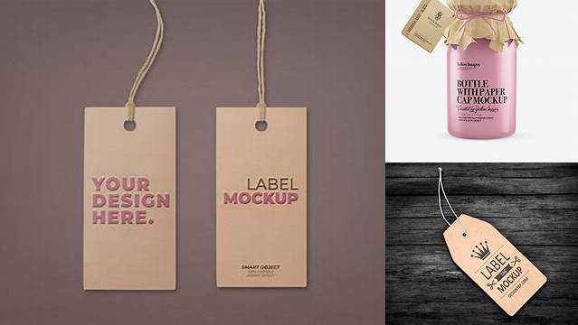 802+ Matte Bottle with Paper Cap and Tag PSD Mockup Smart Object-Based PSD Template Free