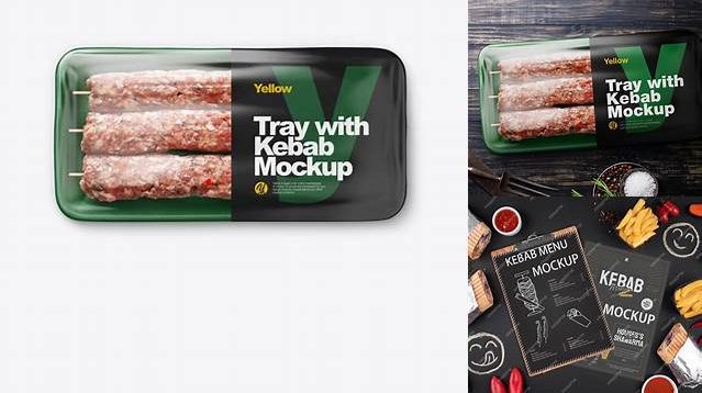 8020+ Plastic Tray With Kebab PSD Mockup High-Quality Creative PSD