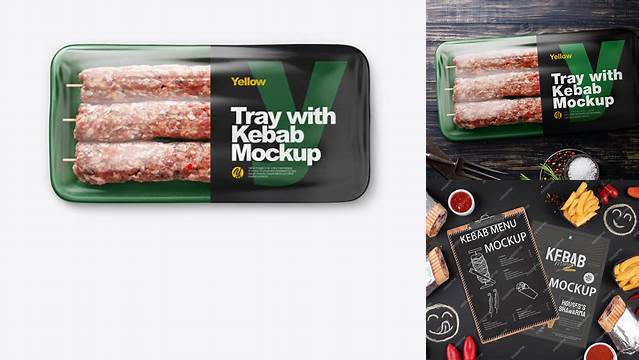 8020+ Plastic Tray With Kebab PSD Mockup High-Quality Creative PSD