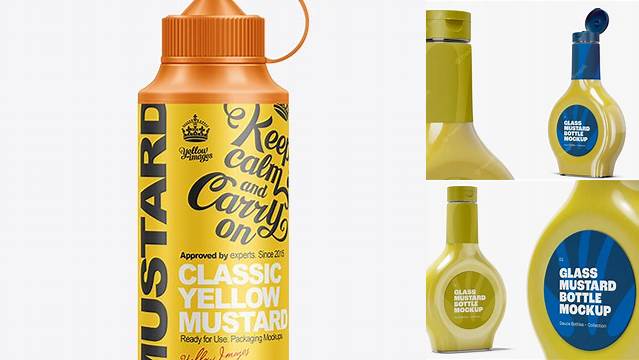 8026+ 300g Mustard Bottle PSD Mockup Modern Photoshop Resource