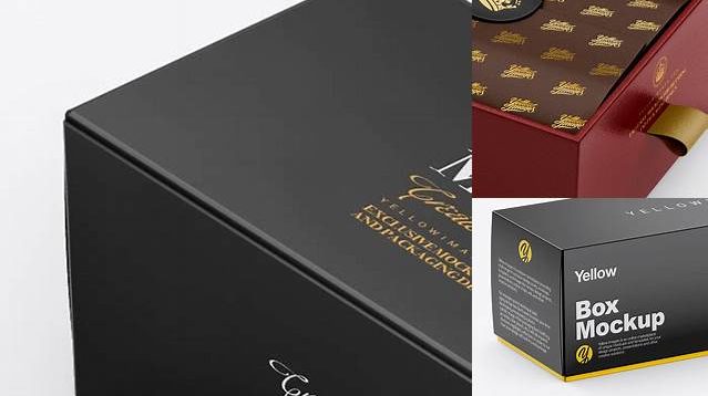 8026+ Opened Textured Box PSD Mockup Half Side View High-Angle Shot Exclusive Layered PSD Mockup