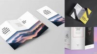 8027+ Opened Textured Brochure PSD Mockup Top View Editable Mockup PSD