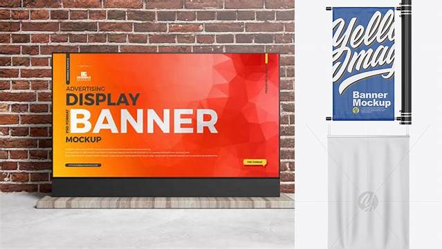 803+ Two Matte Banners PSD Mockup Front View Digital Download PSD for Free