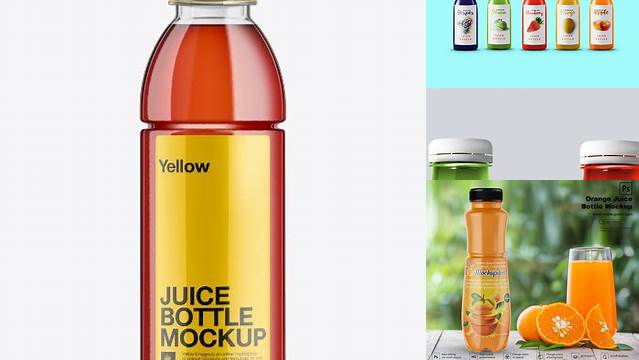 8030+ 500ml PET Juice Bottle PSD Mockup Creative Layered Mockup Freebie