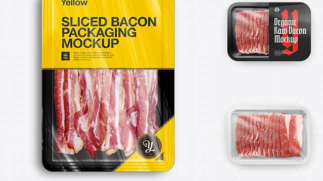 8031+ Plastic Tray with Sliced Bacon PSD Mockup Exclusive Free Creative Resource