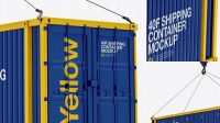 8032+ 40F Shipping Container with Slings PSD Mockup Halfside View Digital Resource Free Download