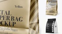 8032+ Matte Metallic Paper Snack Bag PSD Mockup Half Side View Fully Editable Photoshop PSD Free Download