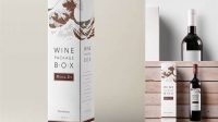 8032+ White Paper Wine Box PSD Mockup Front View Custom Design Freebie PSD