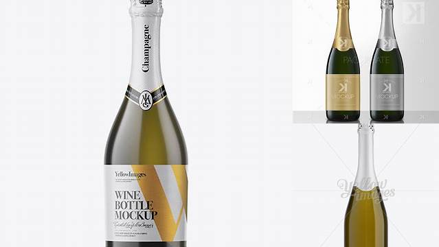 804+ Antique Green Bottle With White Champagne PSD Mockup Easy-to-Edit Photoshop Freebie