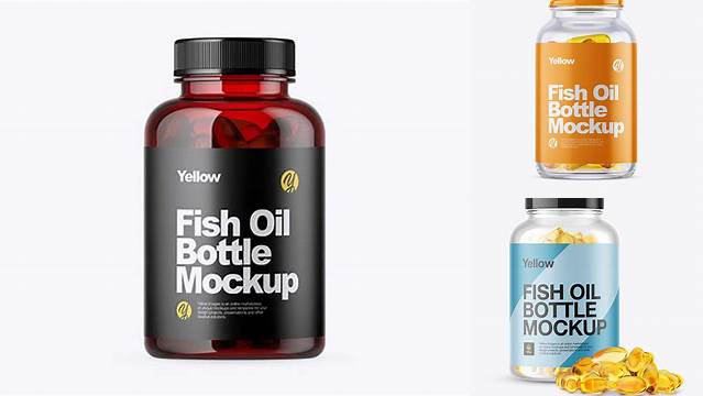 8042+ Clear Fish Oil Bottle PSD Mockup Free Mockup Templates