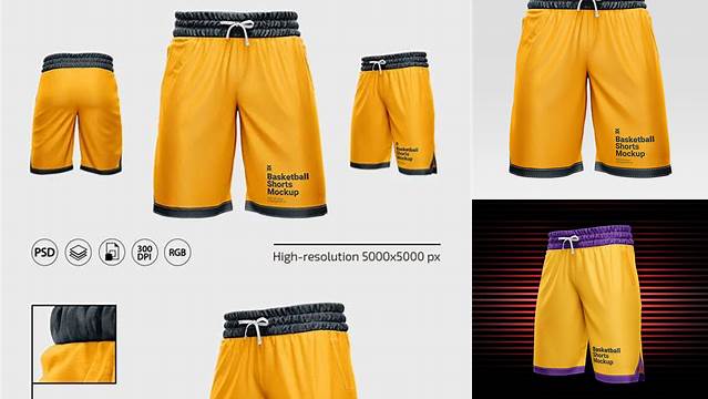 8042+ Men’s Basketball Shorts PSD Mockup Front View Unique High-Resolution Design Freebie