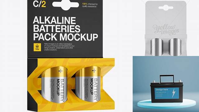 8043+ 2 Pack Metal Battery C PSD Mockup Front View Versatile Photoshop File