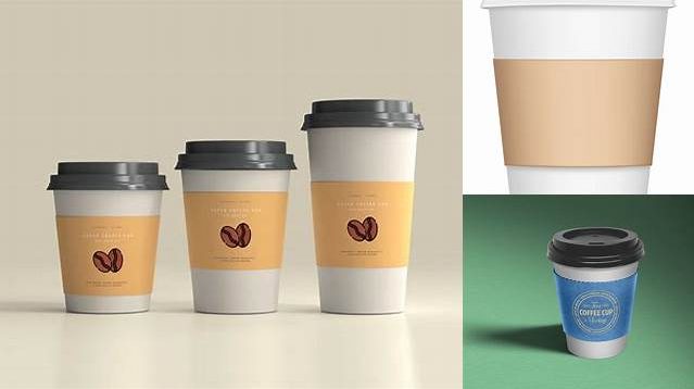 8043+ Coffee Cup With Sleeve PSD Mockup Front View High-Angle Shot Easy Editable