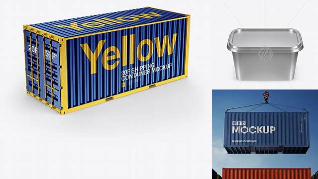 8043+ Metallic Container PSD Mockup High-Angle Shot Professional Design PSD