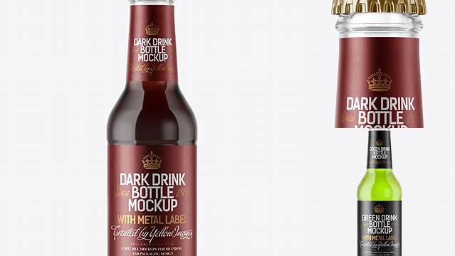 8045+ 200ml Clear Glass Bottle with Dark Drink PSD Mockup Exclusive and Stylish Design PSD