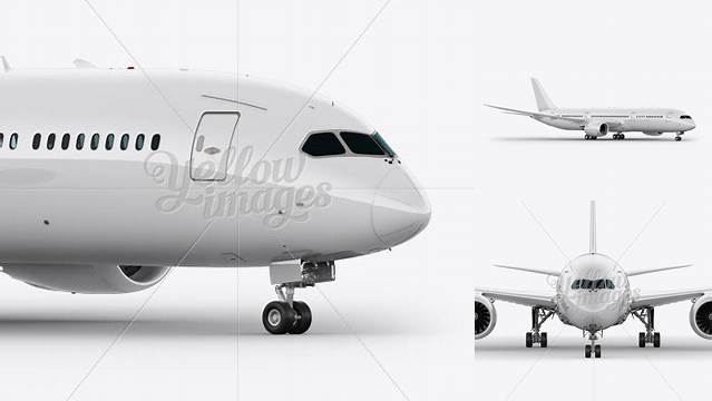 8045+ Boeing 787 PSD Mockup Front View Free Editable Photoshop Template