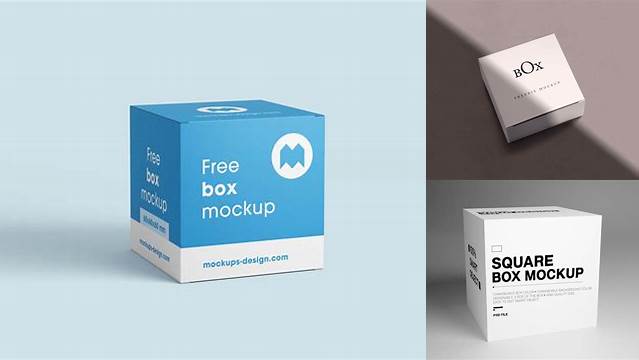 8045+ Matte Square Box PSD Mockup Front View Downloadable PSD Design Template