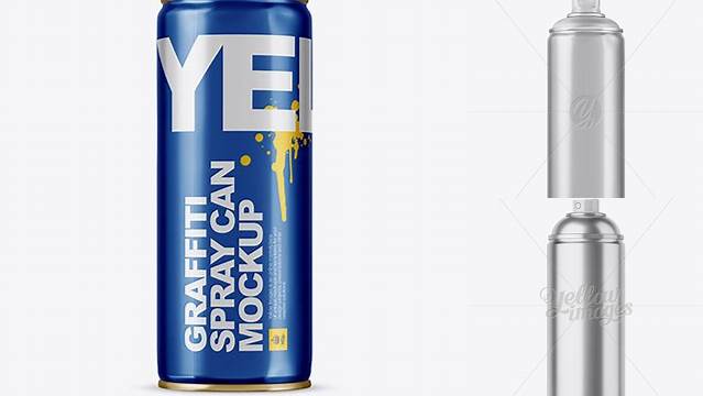 8046+ Metallic Spray Can Without Cap PSD Mockup Side View PSD Free Download