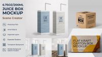 8047+ 200ml Carton Box PSD Mockup Front View Exclusive Free Photoshop Mockup