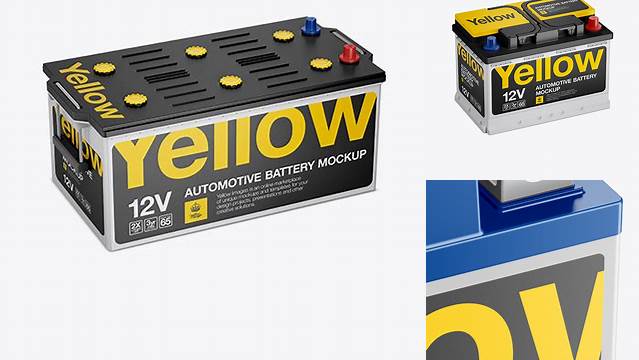 8047+ Automotive Battery PSD Mockup Halfside View High-End Creative PSD Template