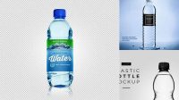 8047+ White Plastic PET Bottle with Water PSD Mockup Download Customizable PSD