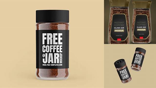 8057+ Instant Coffee Glass Jar PSD Mockup Premium Free Graphic Resource