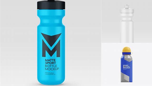 8057+ Matte Metallic Sport Bottle PSD Mockup Professional Design PSD