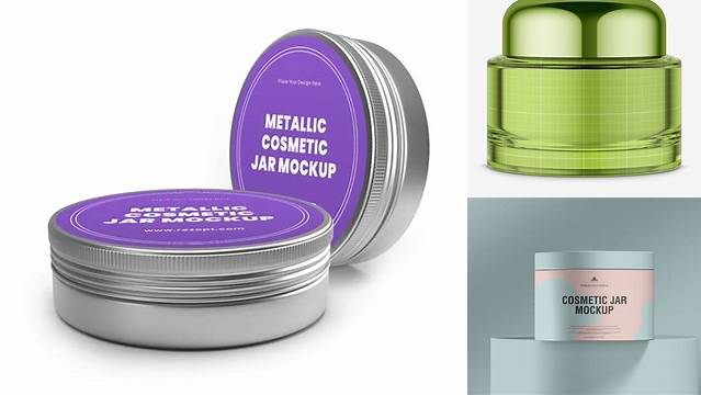 806+ Textured Metallic Cosmetic Jar PSD Mockup Free Editable Photoshop Template