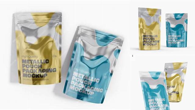 8060+ Two Metallic Pouches PSD Mockup Layered Photoshop Template