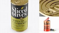 8062+ Olives Tin PSD Mockup High-Angle Shot Free Premium Photoshop Template Download