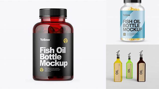 8064+ Clear Fish Oil Bottle PSD Mockup Fully Editable PSD Template