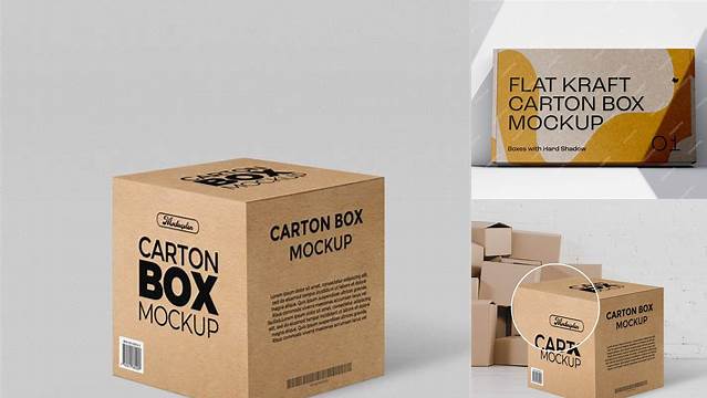 8065+ Carton Box PSD Mockup Half Side View High Angle Shot Exclusive Layered PSD Mockup