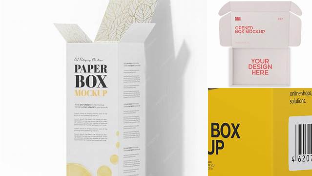 8066+ Opened Paper Box PSD Mockup Back Half Side View High-Angle Shot Professional Design PSD