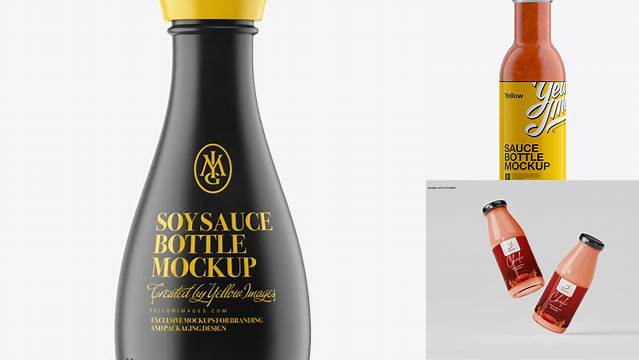 8068+ Soy Sauce Matte Plastic Bottle PSD Mockup Free PSD for Designers