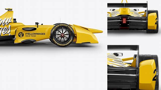 807+ Formula E Racing Car 2016 PSD Mockup Back View Advanced Editable Template Free