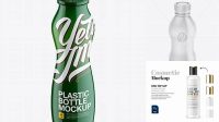 8070+ Glossy Bottle PSD Mockup High-Angle Shot Premium Free Graphic Resource