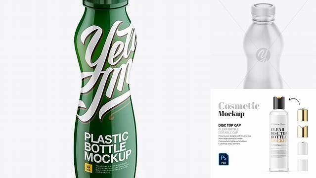 8070+ Glossy Bottle PSD Mockup High-Angle Shot Premium Free Graphic Resource