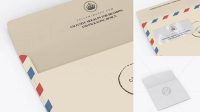 8070+ Opened Paper Envelope PSD Mockup Half Side View High-Angle Shot PSD Download