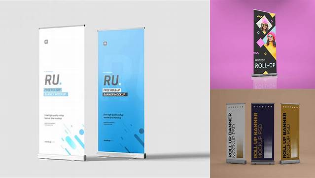 8071+ Pull Up Banner Mockup Free PSD