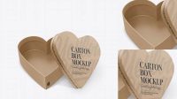 8073+ Opened Heart Shaped Kraft Box PSD Mockup High-Angle Shot Best for Showcase