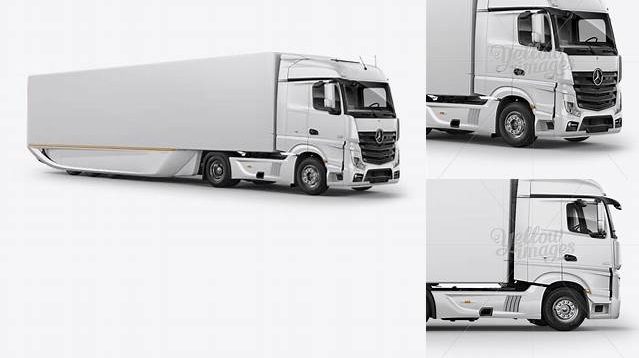 8078+ Mercedes Trailer PSD Mockup Half Side View Download Professional PSD