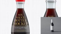 8078+ Soy Sauce Glass Bottle with Dispenser Top PSD Mockup Editable Photoshop Free Mockup